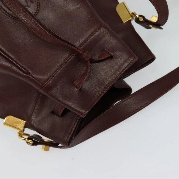CARTIER Must Line Shoulder Bag Leather Bordeaux Gold Auth - Picture 6 of 14